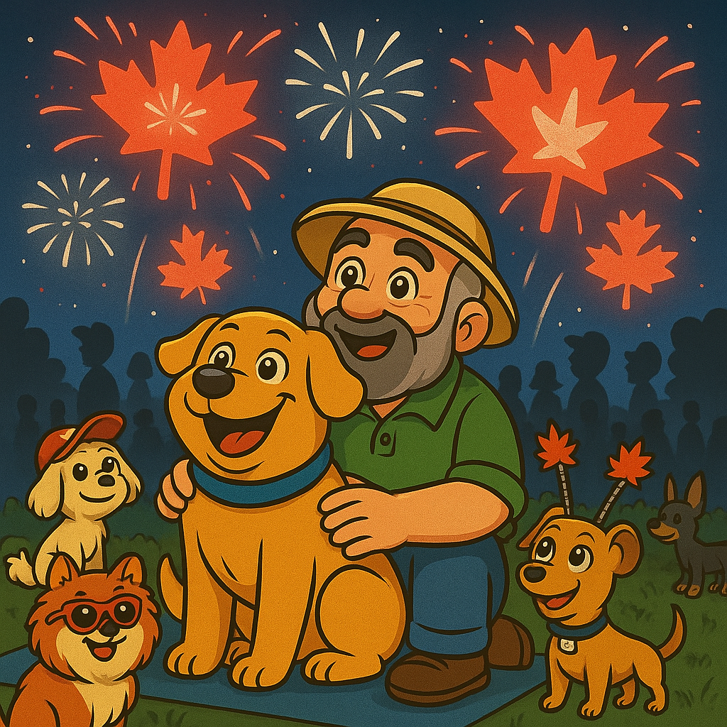 Harley and Dad at the Fireworks