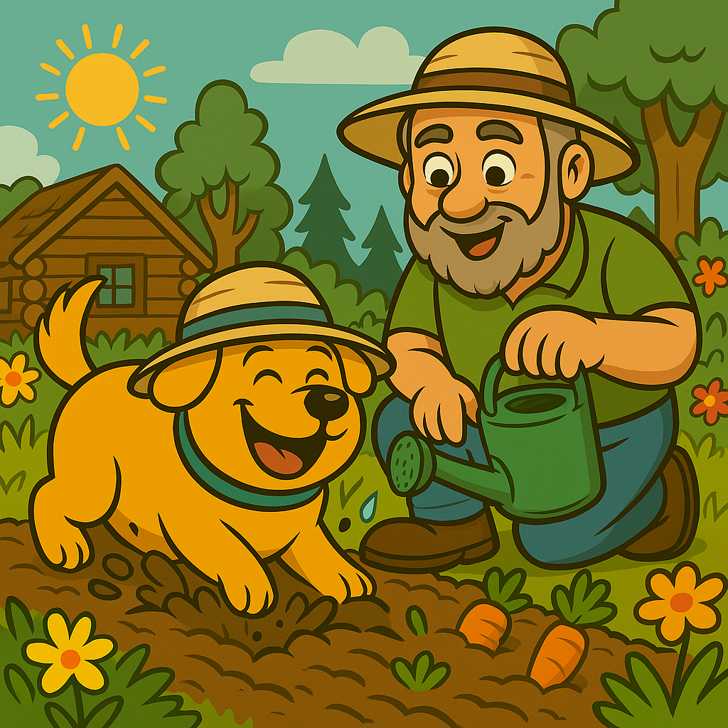 Harley & Dad Planting a Garden