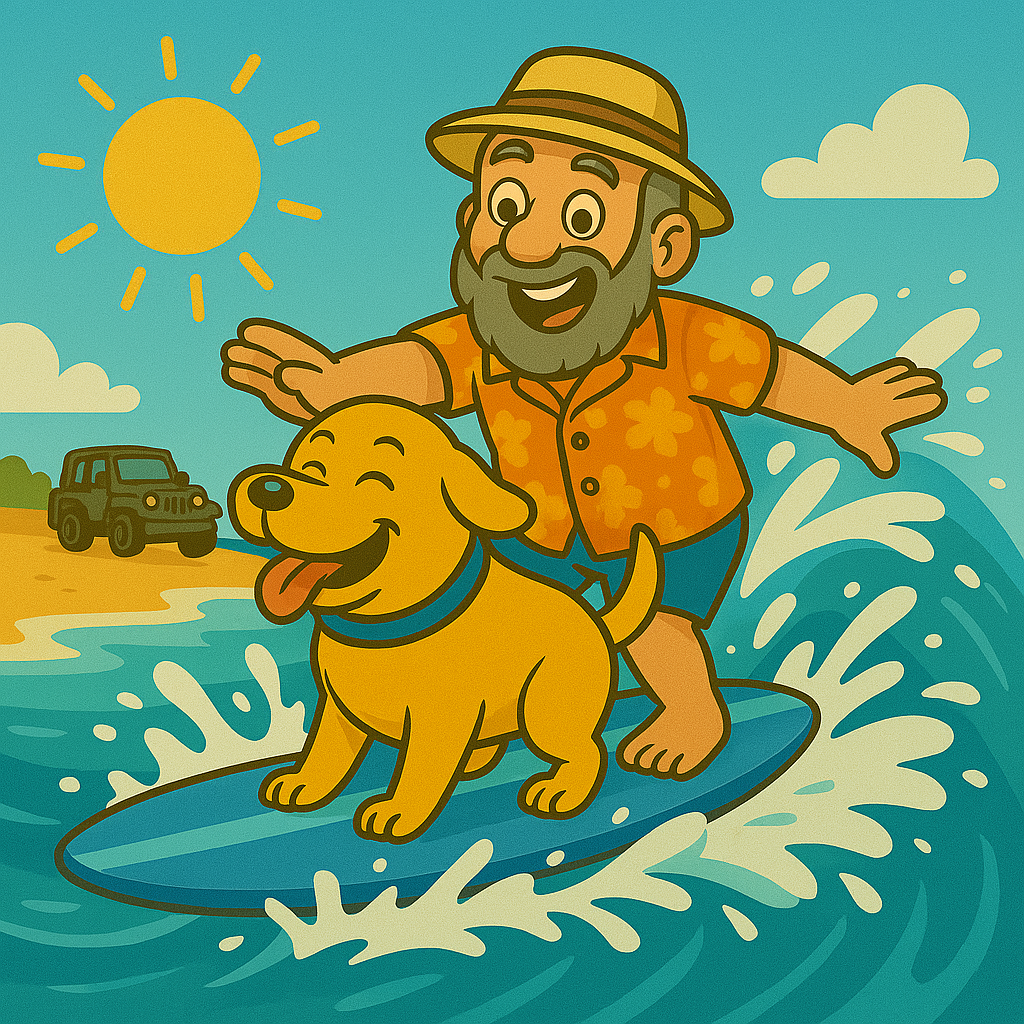 Harley & Dad Surfing