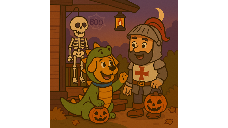 Harley and Dad dressed in Costumes